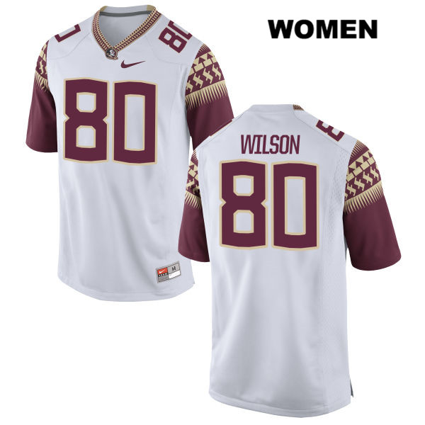 Women's NCAA Nike Florida State Seminoles #80 Ontaria Wilson College White Stitched Authentic Football Jersey FCW6269GP